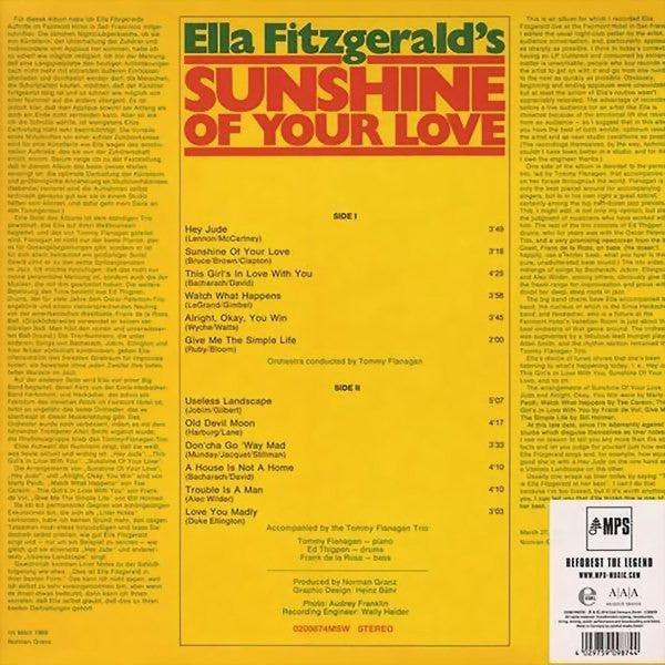 Ella Fitzgerald : Sunshine Of Your Love (LP, Album, RE, RM)