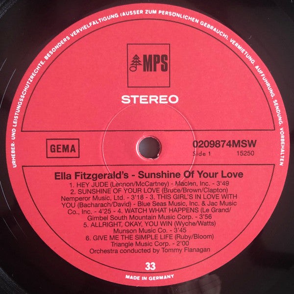 Ella Fitzgerald : Sunshine Of Your Love (LP, Album, RE, RM)