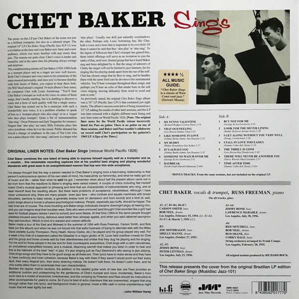 Chet Baker : Chet Baker Sings (LP, Album, Mono, RE, RM, 180)