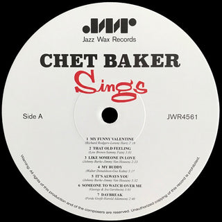 Chet Baker : Chet Baker Sings (LP, Album, Mono, RE, RM, 180)