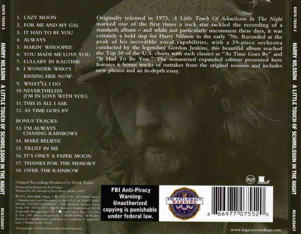 Harry Nilsson : A Little Touch Of Schmilsson In The Night (CD, Album, RE, RM)