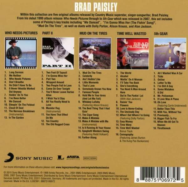 Brad Paisley : Original Album Classics (5xCD, Comp, RE)