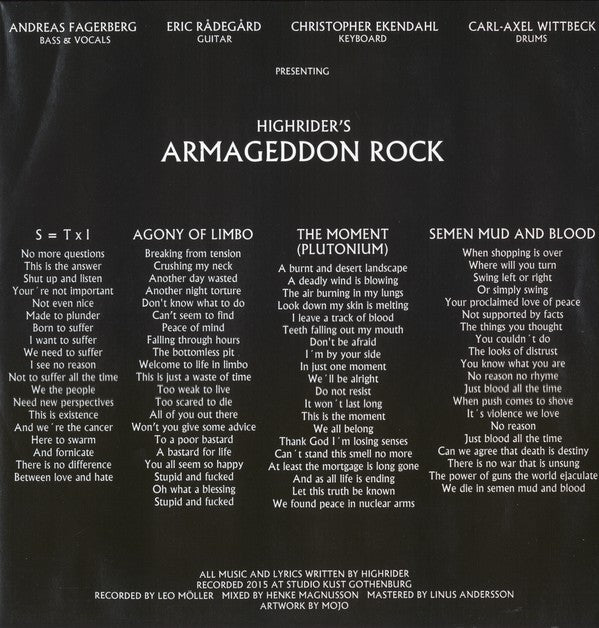 Highrider : Armageddon Rock (12",33 ⅓ RPM,Mini-Album,EP)