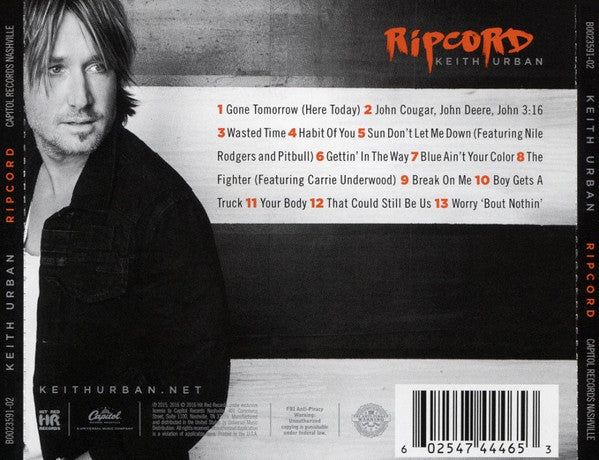 Keith Urban : Ripcord (CD, Album)