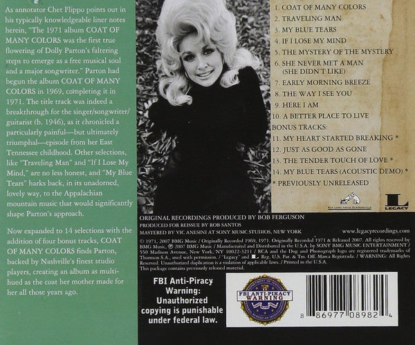 Dolly Parton : Coat Of Many Colors (CD, Album, RE, RM)