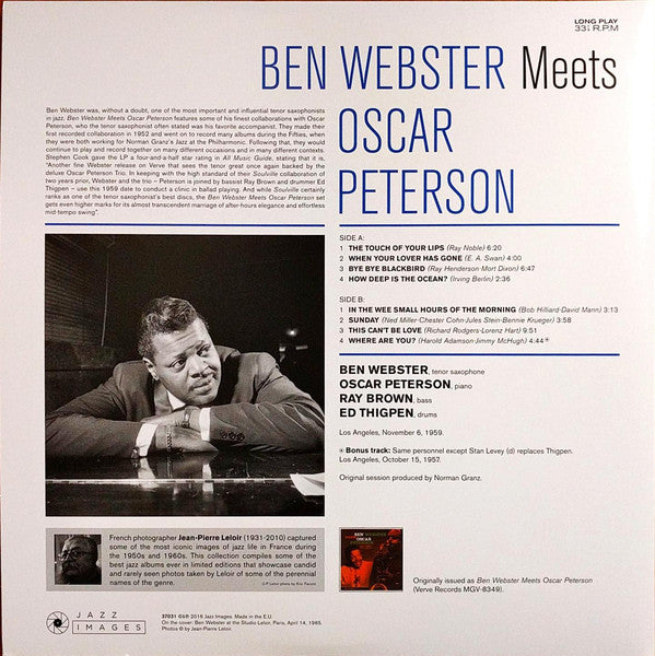 Ben Webster, Oscar Peterson : Ben Webster Meets Oscar Peterson  (LP, Album, Dlx, Ltd, RE, 180)