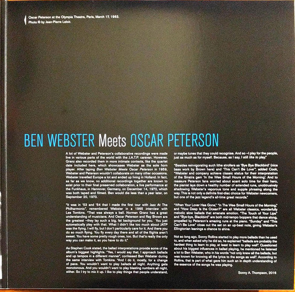 Ben Webster, Oscar Peterson : Ben Webster Meets Oscar Peterson  (LP, Album, Dlx, Ltd, RE, 180)