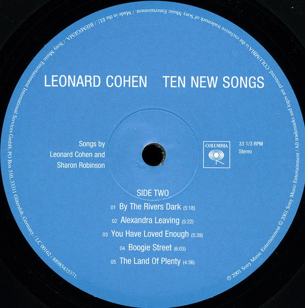 Leonard Cohen : Ten New Songs (LP, Album, RE, RM, 180)