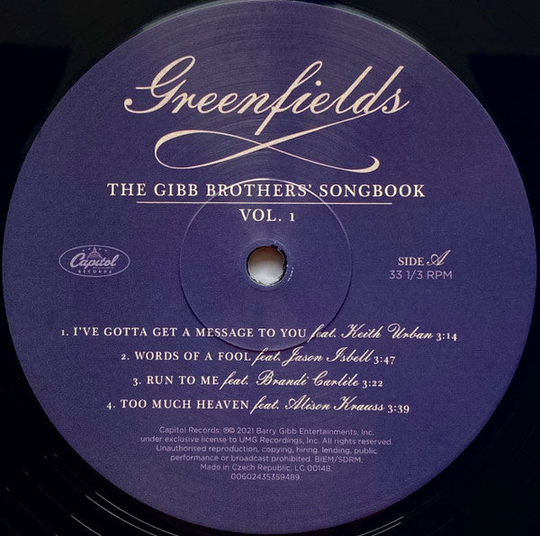 Barry Gibb  & Various : Greenfields: The Gibb Brothers' Songbook Vol. 1 (LP + LP, S/Sided, Las + Album, Gat)