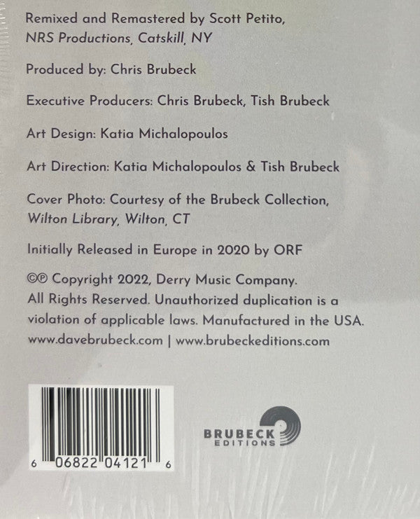 Dave Brubeck Trio* : Live From Vienna 1967 (LP, RSD, RE, RM)