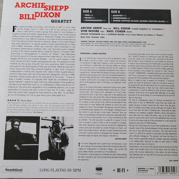 The Archie Shepp-Bill Dixon Quartet : The Archie Shepp-Bill Dixon Quartet (LP, Comp, Mono, RE)