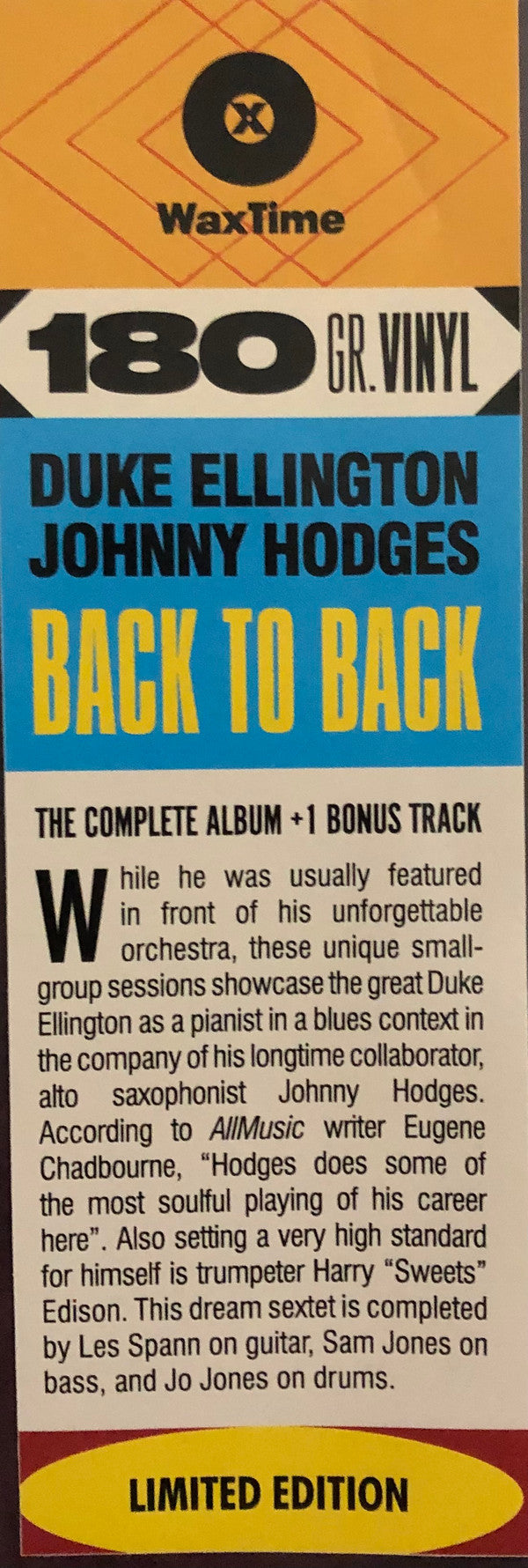 Duke Ellington, Johnny Hodges : Back To Back (LP, Album, Ltd, 180)